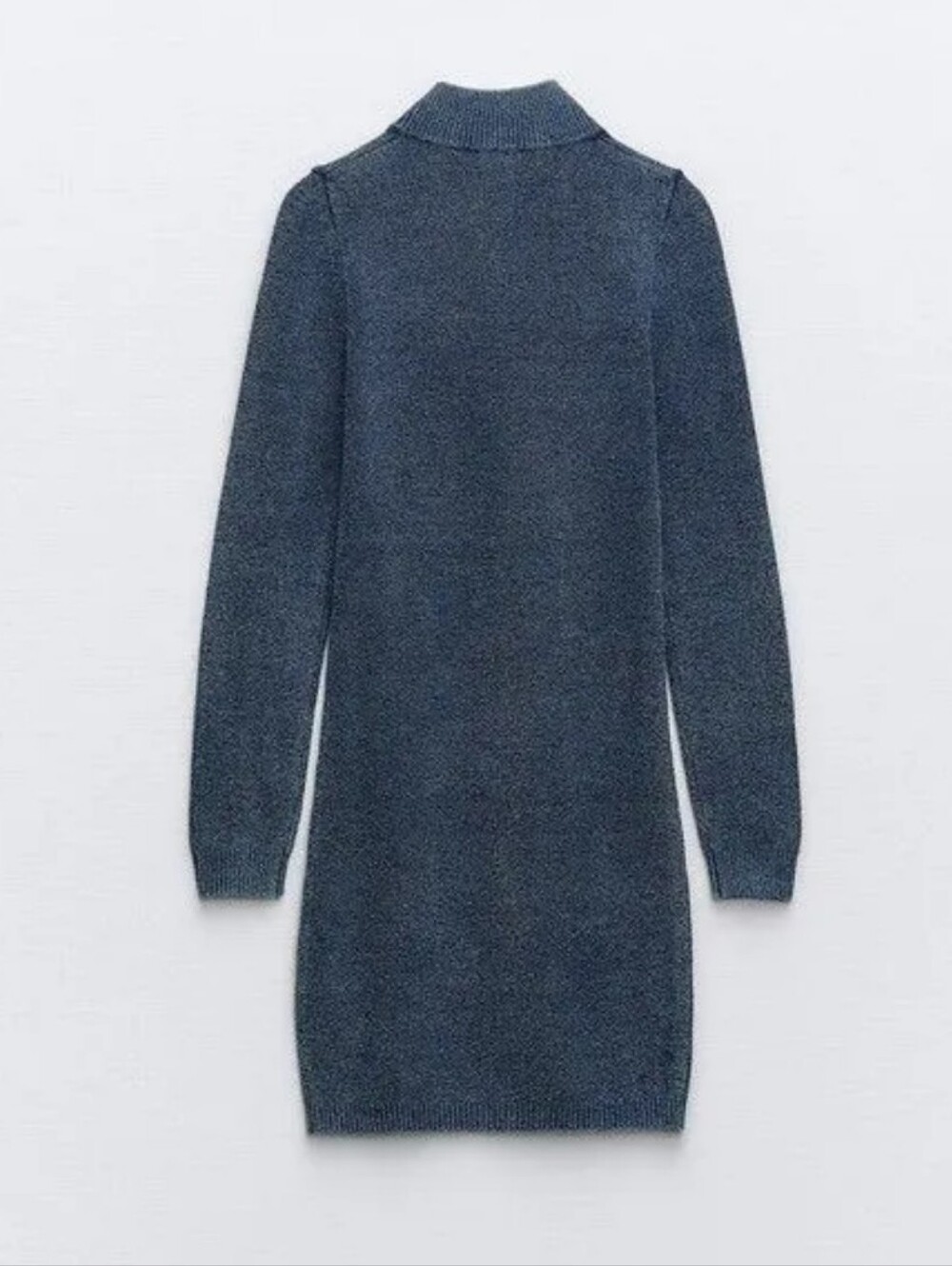 ZARA Acid Wash Knit Mini Dress In Denim Blue - Picture 3 of 12